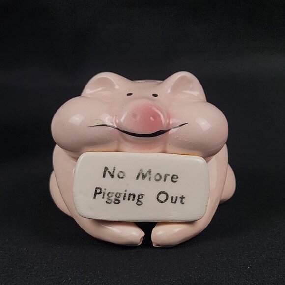 Pig & Cow Salt & Pepper Shakers "No More Pigging Out" Novelty VNTG  READ - Picture 10 of 12